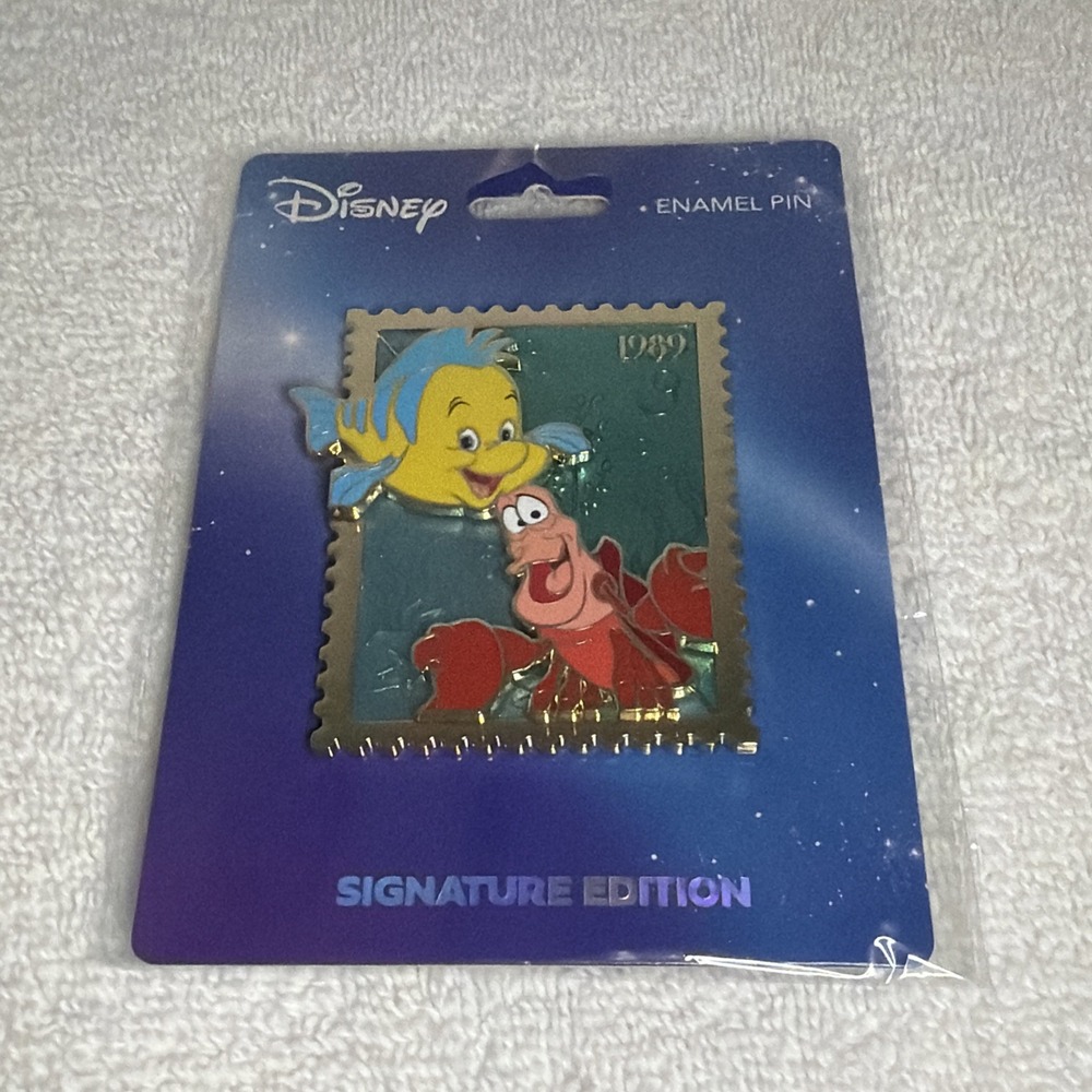 Flounder & Sebastian Mermaid | Pink a La Mode | PALM | Disney Stamp Pin LE 400